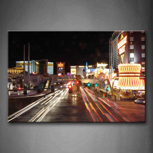 Street With Bright Light On Building  Wall Art Painting The Picture Print On Canvas City Pictures For Home Decor Decoration Gift 