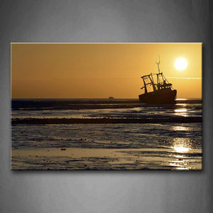 Big Boat On Sea With Sunrise  Wall Art Painting Pictures Print On Canvas Seascape The Picture For Home Modern Decoration 