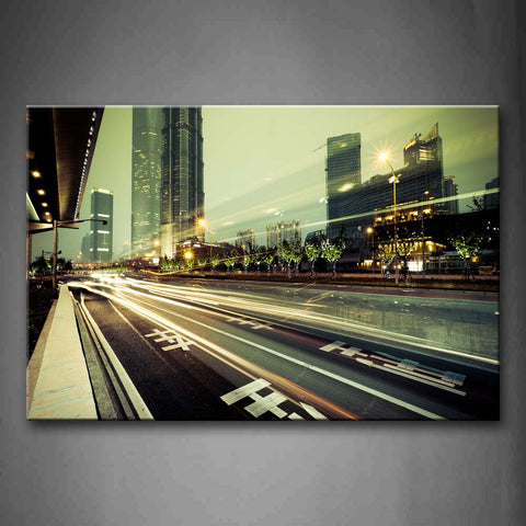 Buildings And Trees With Light  Wall Art Painting Pictures Print On Canvas City The Picture For Home Modern Decoration 