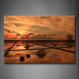 Brown Reflection Of Sky In Water  Wall Art Painting Pictures Print On Canvas Seascape The Picture For Home Modern Decoration 