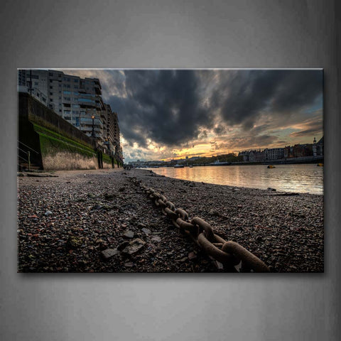 Iron Chain On River Bank  Wall Art Painting The Picture Print On Canvas City Pictures For Home Decor Decoration Gift 