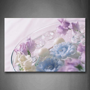 Blue And Purple Flowers In Water  Wall Art Painting The Picture Print On Canvas Art Pictures For Home Decor Decoration Gift 
