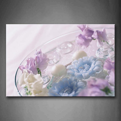 Blue And Purple Flowers In Water  Wall Art Painting The Picture Print On Canvas Art Pictures For Home Decor Decoration Gift 