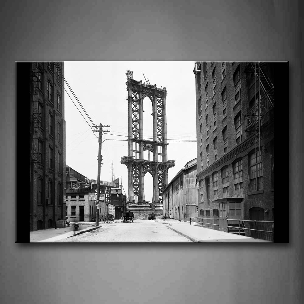 Black And White Place With Old Buildings  Wall Art Painting Pictures Print On Canvas City The Picture For Home Modern Decoration 