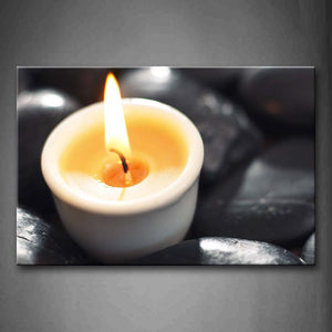White Candle On Stones With Fire Wall Art Painting The Picture Print On Canvas Art Pictures For Home Decor Decoration Gift 