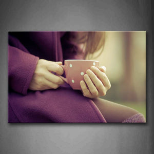 Woman With Pink Cup In Hand  Wall Art Painting Pictures Print On Canvas Art The Picture For Home Modern Decoration 