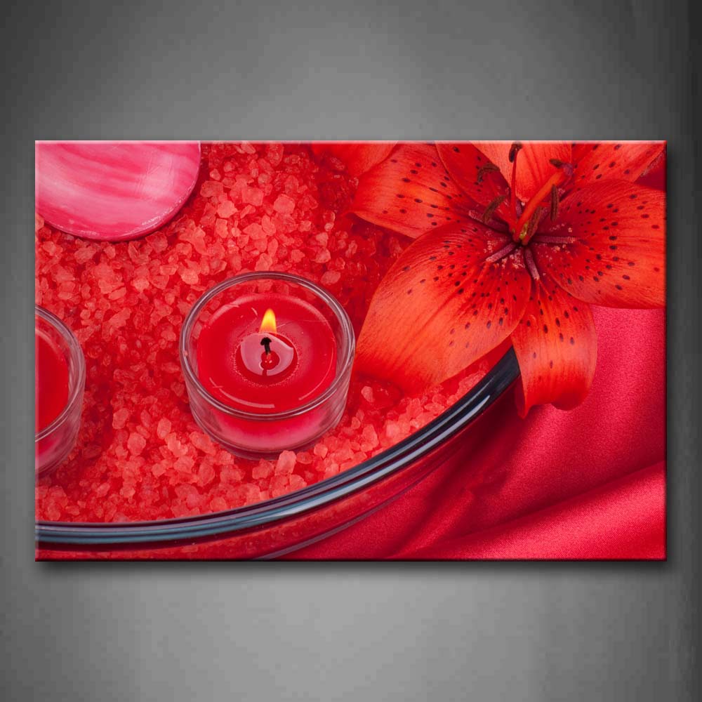 Red Flower And Candle With Fire  Wall Art Painting Pictures Print On Canvas Art The Picture For Home Modern Decoration 