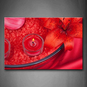 Red Flower And Candle With Fire  Wall Art Painting Pictures Print On Canvas Art The Picture For Home Modern Decoration 