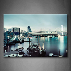 Boats And Buildings On Water  Wall Art Painting Pictures Print On Canvas City The Picture For Home Modern Decoration 