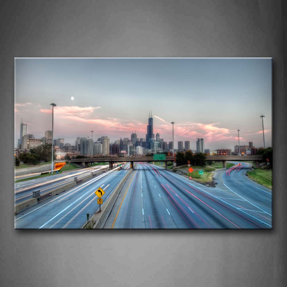 Long Bridge Across Roads  Wall Art Painting Pictures Print On Canvas City The Picture For Home Modern Decoration 