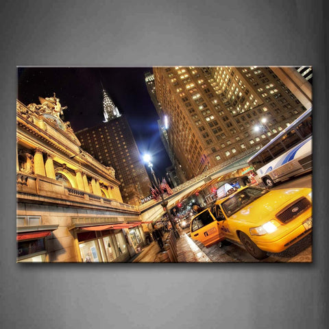 Taxi Stop In Road Side  Wall Art Painting Pictures Print On Canvas City The Picture For Home Modern Decoration 