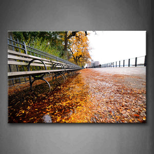 Yellow Trees And Fallen Leaves In Autumn Wall Art Painting Pictures Print On Canvas Landscape The Picture For Home Modern Decoration 