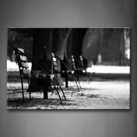 Black And White Bench Under Trees  Wall Art Painting Pictures Print On Canvas Landscape The Picture For Home Modern Decoration 