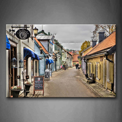 Caf¨¦ On Street  Wall Art Painting Pictures Print On Canvas City The Picture For Home Modern Decoration 