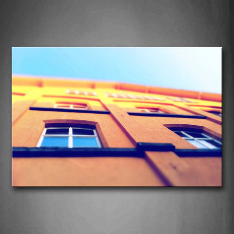 Orange House With Windows  Wall Art Painting The Picture Print On Canvas City Pictures For Home Decor Decoration Gift 