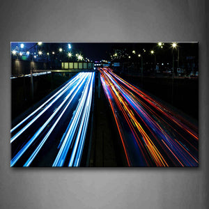 Road With Light Timelapse  Wall Art Painting Pictures Print On Canvas City The Picture For Home Modern Decoration 