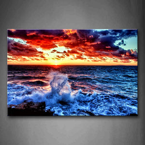 Sea Spray And Sunrise  Wall Art Painting The Picture Print On Canvas Seascape Pictures For Home Decor Decoration Gift 