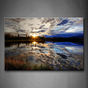 Sky Reflect On Lake  Wall Art Painting The Picture Print On Canvas Seascape Pictures For Home Decor Decoration Gift 