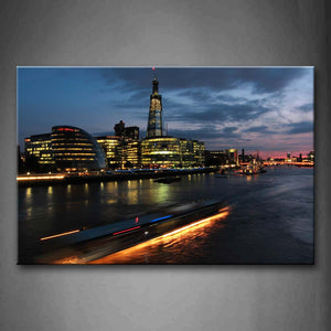 River With Buildings In Bank  Wall Art Painting The Picture Print On Canvas City Pictures For Home Decor Decoration Gift 