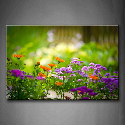 Purple And Yellow Flowers In Grass  Wall Art Painting Pictures Print On Canvas Flower The Picture For Home Modern Decoration 