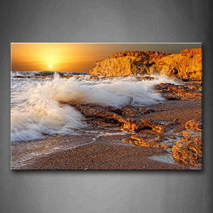 Big Waves Rush Into Beach  Wall Art Painting The Picture Print On Canvas Seascape Pictures For Home Decor Decoration Gift 
