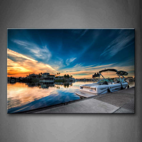 White Boat In Sea  Wall Art Painting Pictures Print On Canvas Seascape The Picture For Home Modern Decoration 