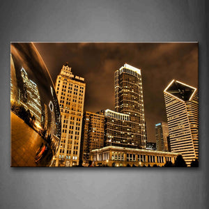 Brown Tall Buildings And Mirror  Wall Art Painting Pictures Print On Canvas City The Picture For Home Modern Decoration 