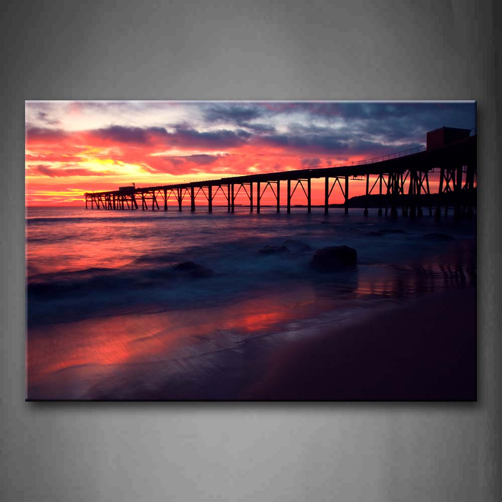 Long Bridge In Sea  Wall Art Painting Pictures Print On Canvas Seascape The Picture For Home Modern Decoration 