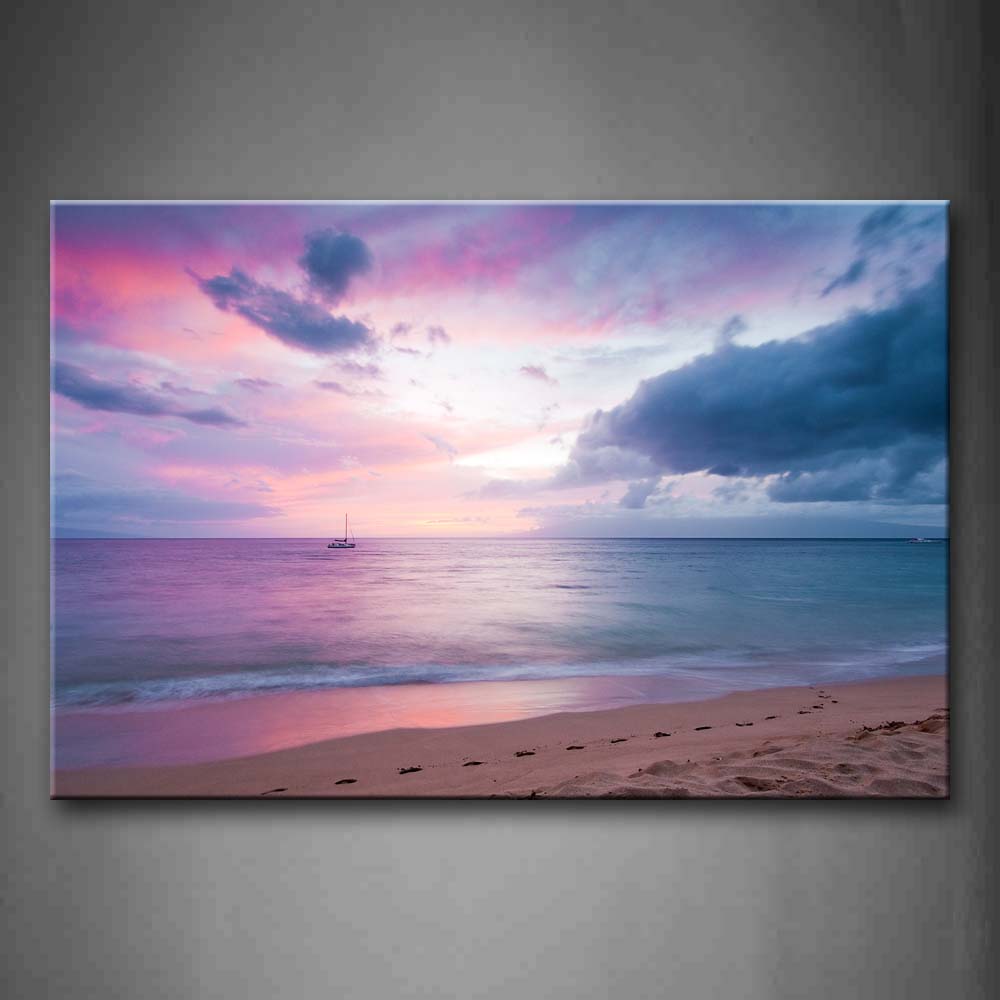 Footprints On Sand Beach  Wall Art Painting The Picture Print On Canvas Seascape Pictures For Home Decor Decoration Gift 