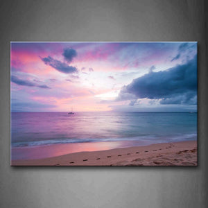 Footprints On Sand Beach  Wall Art Painting The Picture Print On Canvas Seascape Pictures For Home Decor Decoration Gift 