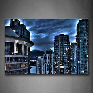 Tall Buildings And Dark Cloud  Wall Art Painting Pictures Print On Canvas City The Picture For Home Modern Decoration 