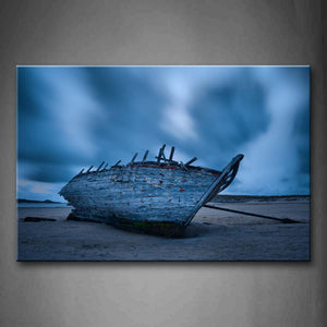 Broken Boat In Beach  Wall Art Painting Pictures Print On Canvas Seascape The Picture For Home Modern Decoration 