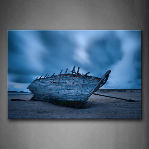 Broken Boat In Beach  Wall Art Painting Pictures Print On Canvas Seascape The Picture For Home Modern Decoration 