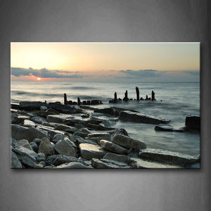 Big Stones In Sea  Wall Art Painting The Picture Print On Canvas Seascape Pictures For Home Decor Decoration Gift 