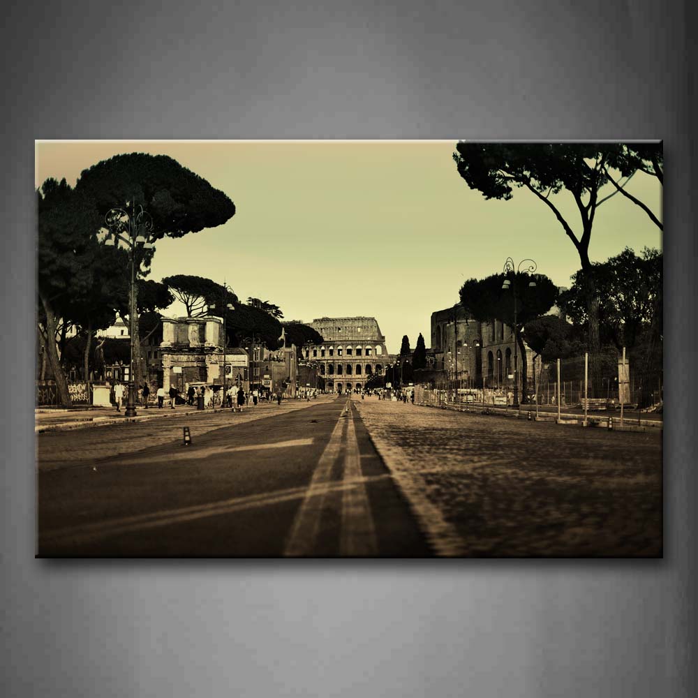 People Walk On Road With Trees  Wall Art Painting The Picture Print On Canvas City Pictures For Home Decor Decoration Gift 