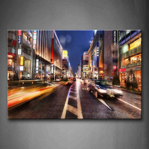 Cars On Road And Buildings In Side  Wall Art Painting The Picture Print On Canvas City Pictures For Home Decor Decoration Gift 