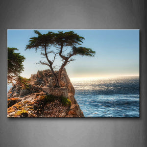 Tree On Small Mountain In Sea  Wall Art Painting Pictures Print On Canvas Seascape The Picture For Home Modern Decoration 