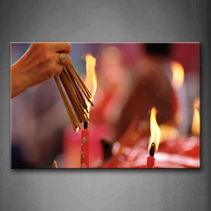 Burn Joss Sticks On Fire Wall Art Painting The Picture Print On Canvas Art Pictures For Home Decor Decoration Gift 