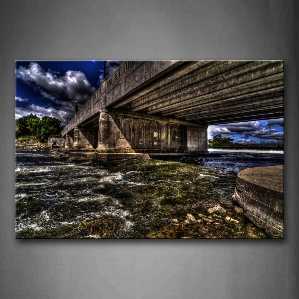 Big Bridge Across Two Shore Of River Wall Art Painting The Picture Print On Canvas Landscape Pictures For Home Decor Decoration Gift 