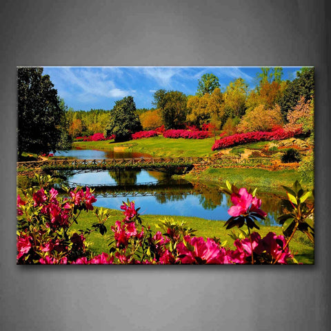 Park With River And Flowers In Grass  Wall Art Painting Pictures Print On Canvas Flower The Picture For Home Modern Decoration 