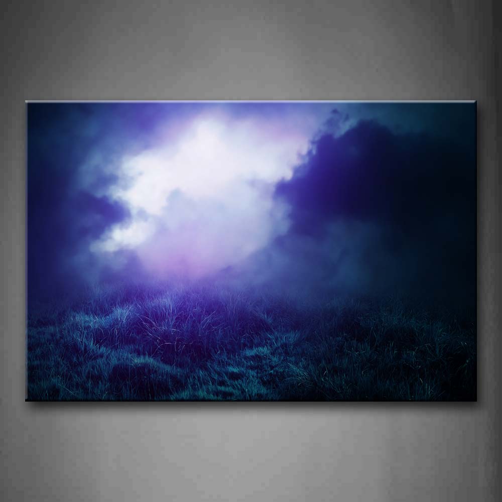 Blue Fog In Mountain With Grass  Wall Art Painting Pictures Print On Canvas Landscape The Picture For Home Modern Decoration 
