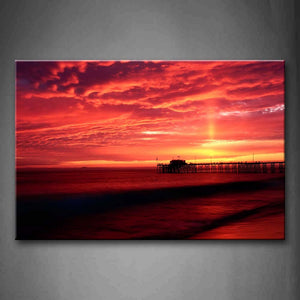 Bridge In Sea At Sunset  Wall Art Painting The Picture Print On Canvas Seascape Pictures For Home Decor Decoration Gift 