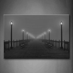 Benches And Street Lamp  Wall Art Painting Pictures Print On Canvas Landscape The Picture For Home Modern Decoration 
