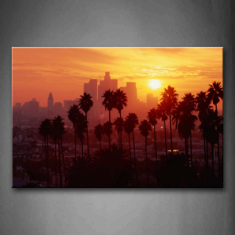 Coconut Trees Sunset Wall Art Painting Pictures Print On Canvas City The Picture For Home Modern Decoration 