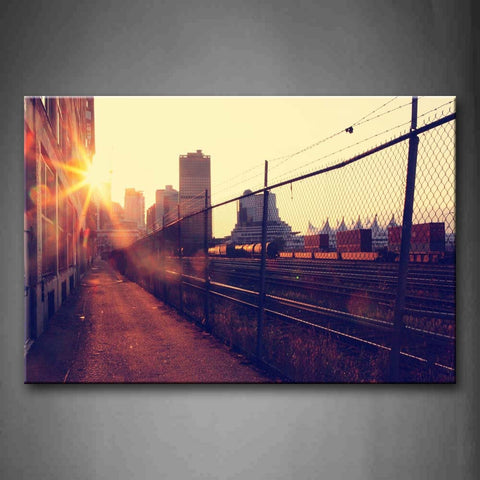 Fence Near Train  Wall Art Painting Pictures Print On Canvas City The Picture For Home Modern Decoration 