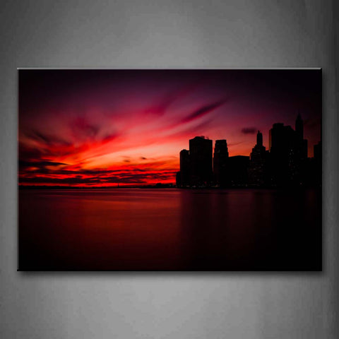 Buildings In Sea And Sunset  Wall Art Painting Pictures Print On Canvas City The Picture For Home Modern Decoration 