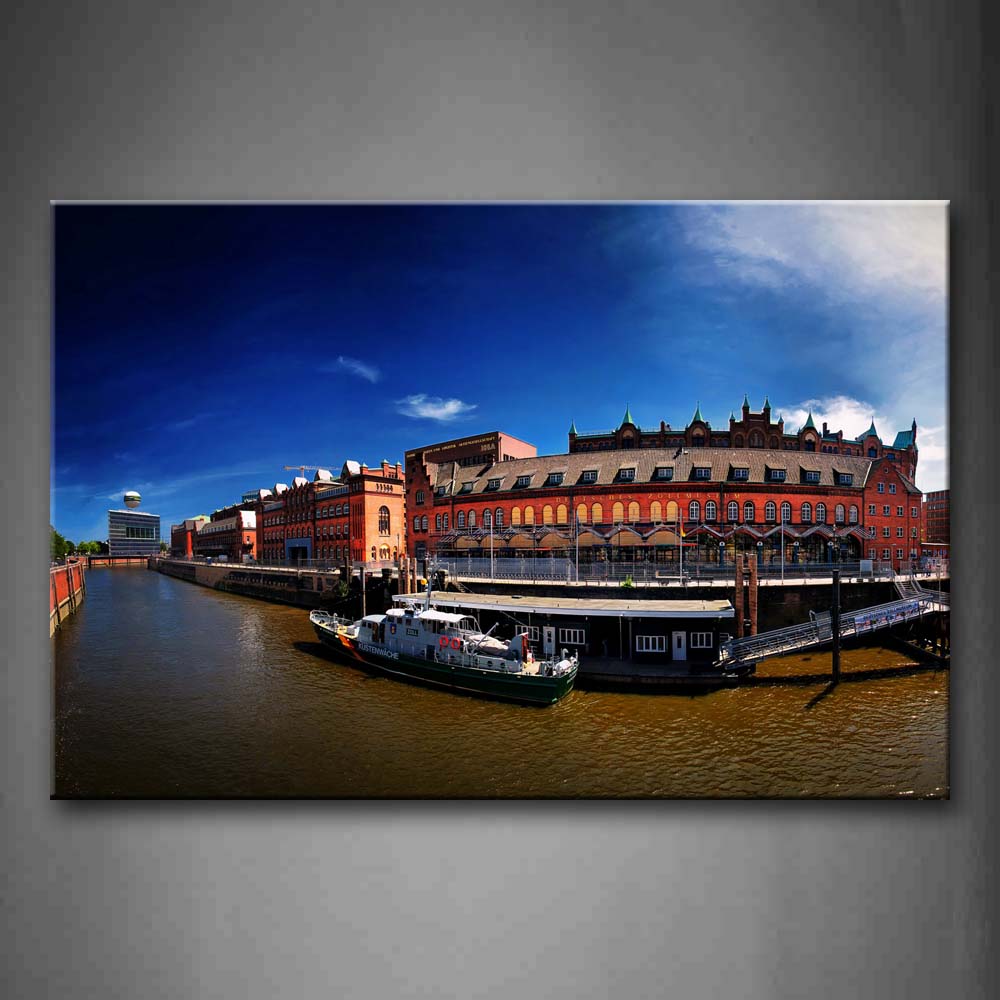 Place With Boat And Houses  Wall Art Painting Pictures Print On Canvas City The Picture For Home Modern Decoration 