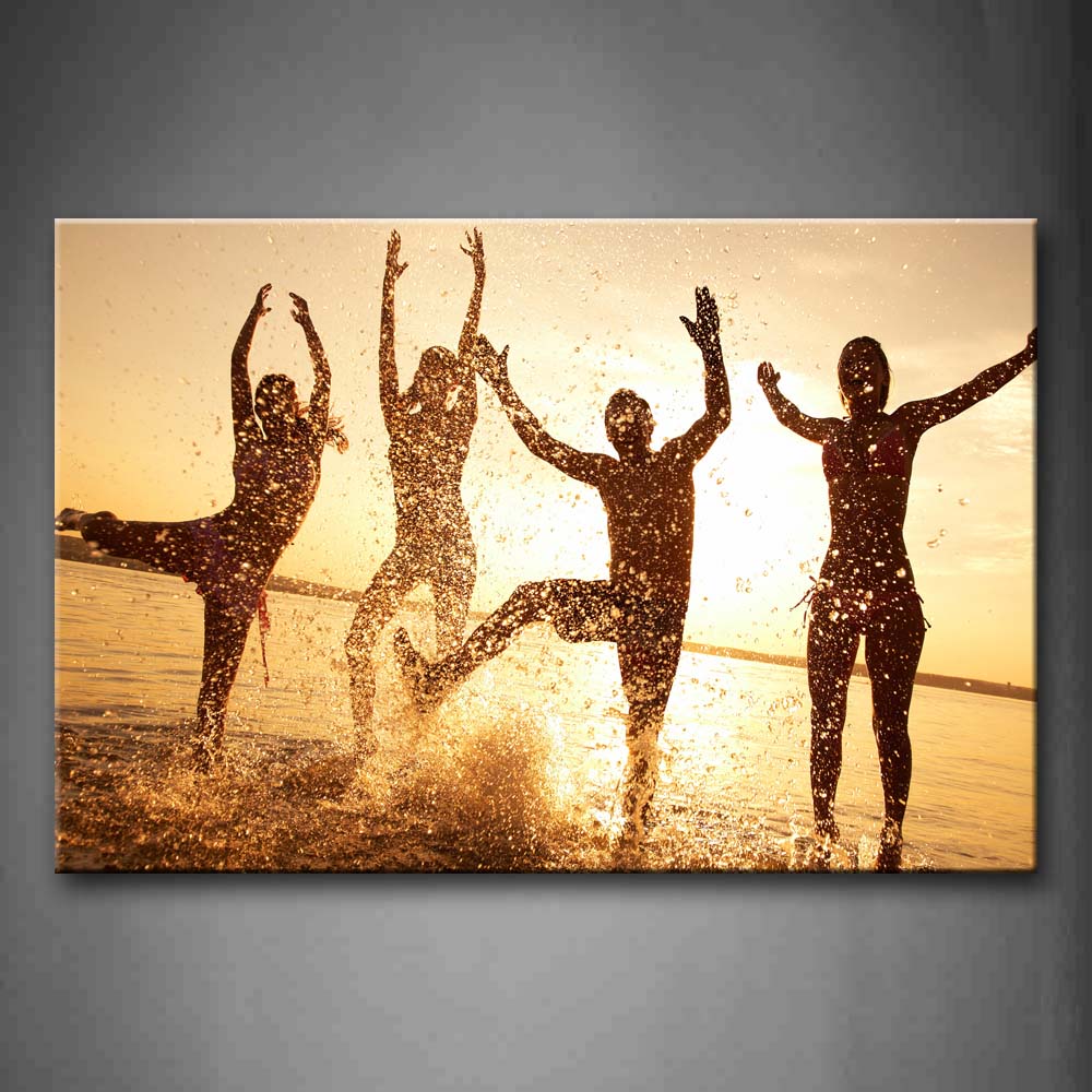 Four People Play In Water  Wall Art Painting Pictures Print On Canvas Art The Picture For Home Modern Decoration 