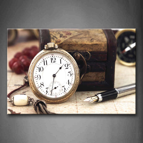 Clock And Pen Box On Land Wall Art Painting Pictures Print On Canvas Art The Picture For Home Modern Decoration 