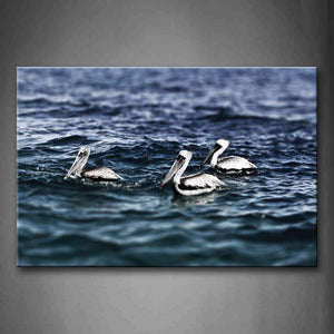 Three Birds On Dark Blue Water Wall Art Painting Pictures Print On Canvas Art The Picture For Home Modern Decoration 